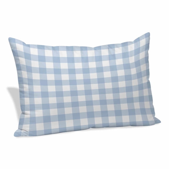 Light Blue Plaid Pillow Covers, Linen Long Throw Pillow Case, Modern Minimalist Country Holiday Pillow Protector Decorative Cushion Cover for Living Room/Bedroom 12" x 20"
