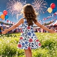 thumbnail image 5 of CCRFTGI 4th of July Girls Dress Size 10-12 Cute American Flag Floral Print A-Line Dress Party Patriotic Sleeveless Crew Neck Girls Clothes Summer Stylish Dresses Wine 12-13 Years, 5 of 8