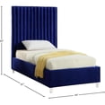 thumbnail image 5 of Meridian Furniture Candace Solid Wood Tufted Velvet Twin Bed in Navy, 5 of 7