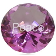1.5 Inch Large Inspirational Message Round Cut Jewel Paperweight - Peace (Pink)
