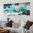 thumbnail image 2 of Nawypu Beach Canvas Wall-Art - Ocean Painting Wall Art - Teal Wall Decor for Living Room Ready to Hang Size 12''x16''X3 Panels, 2 of 4