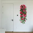 thumbnail image 4 of Simulated Rose Wall Hanging Set | Artificial Flowers Rattan Decor | White Red Green Purple Pink | 35cm Fake Roses with Iron Planter | Home Garden Mall Decorations, 4 of 7