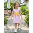 thumbnail image 6 of RUINIXCW Toddler Baby Girl Back to School Dress Kids Kindergarten Outfits Little Baby Girl Summer Tank Dress Overalls School Bow Apple Embroidery Sleeveless Striped A Line Dress, 6 of 9