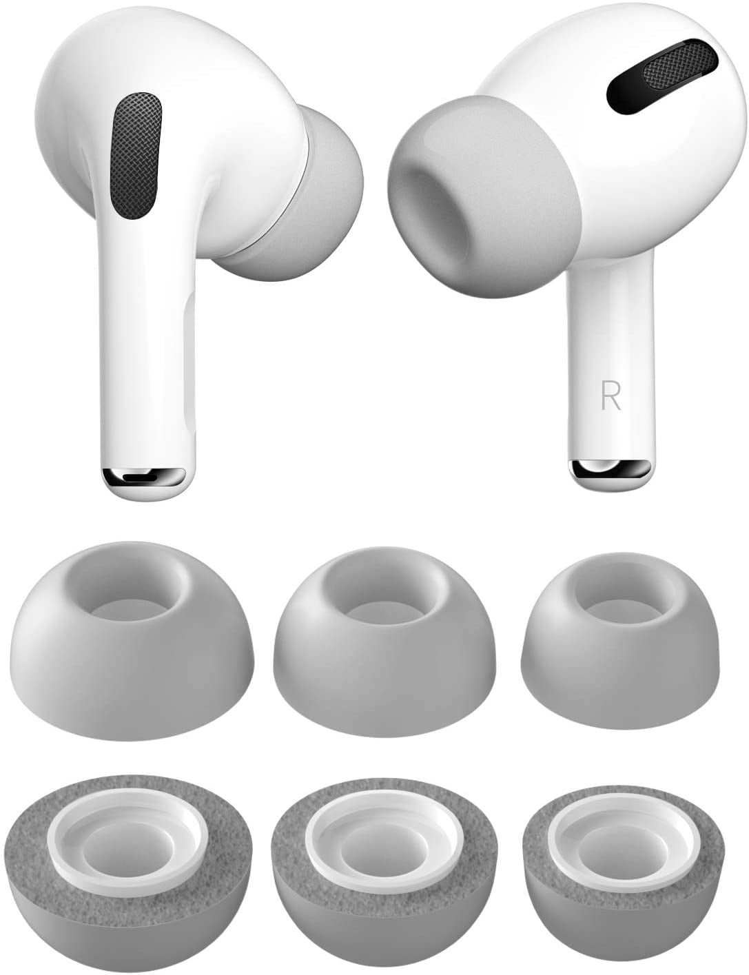 M-Black Compatible with Airpods Pro Memory Foam Ear Tips Fit in Charging Case 2 Pairs Ultimate Comfort Replacement Tips for Apple Airpods Pro 