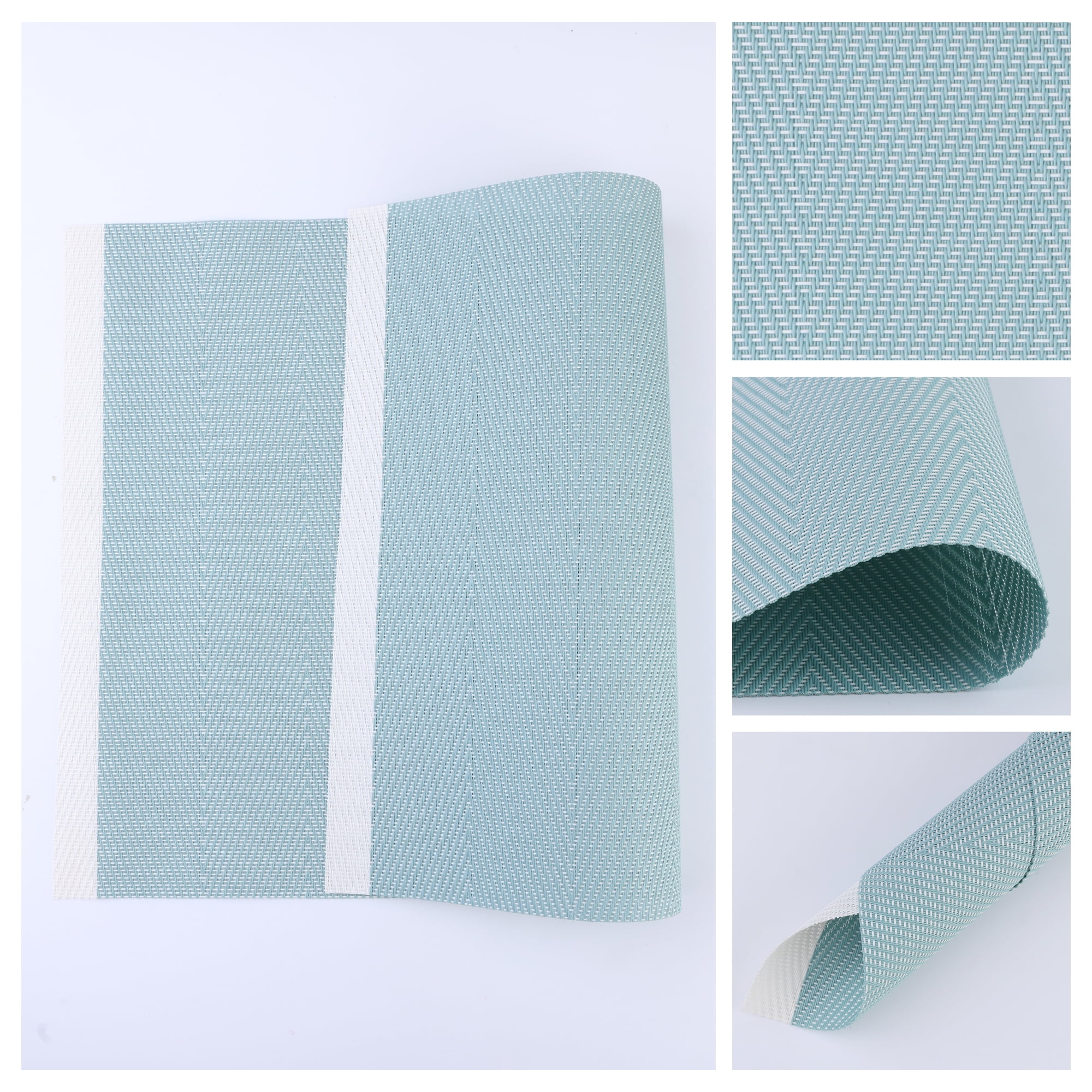 Unique Bargains Set of 6 Placemats for Kitchen Dining Table Decor Washable Blue