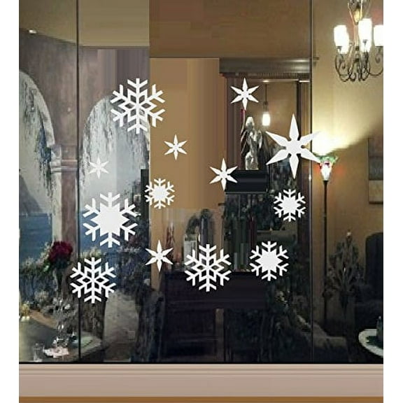 Decal ~ Christmas Decal ~ SNOW FLAKES: CHRISTMAS ~ WALL OR WINDOW DECAL, 13 LOT 1.5" TO 5"