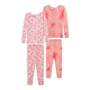 BTween 4-Piece Girls Pajamas, Long Sleeve Tie Dyed Rainbow Girls' Pajama Sets, Size 16