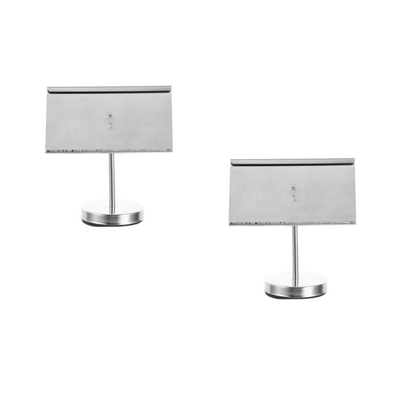 WORGEOUS 2pcs Metal Place Holder Table Holder Stand Stainless Steel Menu Stand Recipe Holder Note Holder for Home Restaurants Party ( Silver 10cm )