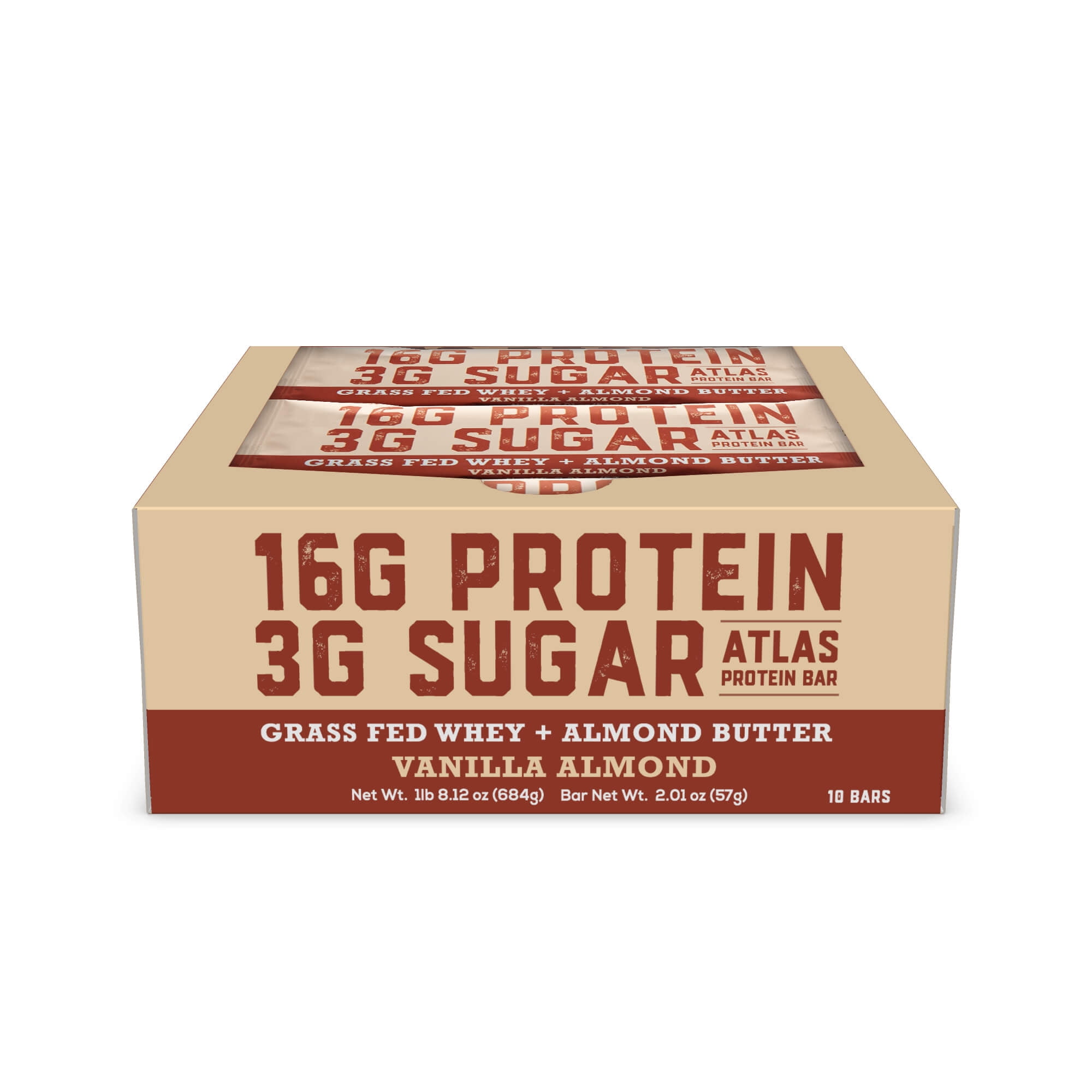 Atlas Bar, Keto Friendly & Grass Fed Whey Protein Bar, Vanilla Almond