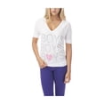 thumbnail image 1 of Aeropostale - Playera gráfica con diseño de corazón apilado para mujer, color blanco, XS, 1 of 2