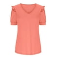 thumbnail image 6 of Bigersell Summer Tops for Women 2023 Fashion Women's Summer V-Neck Solid Short Sleeve Tops Blouse Plus Wraps Crew Neck Short Sleeve Shirts Style B27416,S, 6 of 9