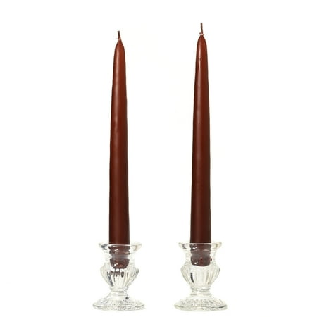 1 Pair Taper Candles Unscented 12 Inch Brown Tapers .88 in. diameter x 12 in. tall