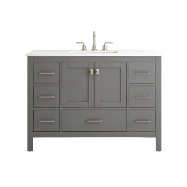 Alya Bath Vanea 48"  Bathroom Vanity with Quartz Top in Gray