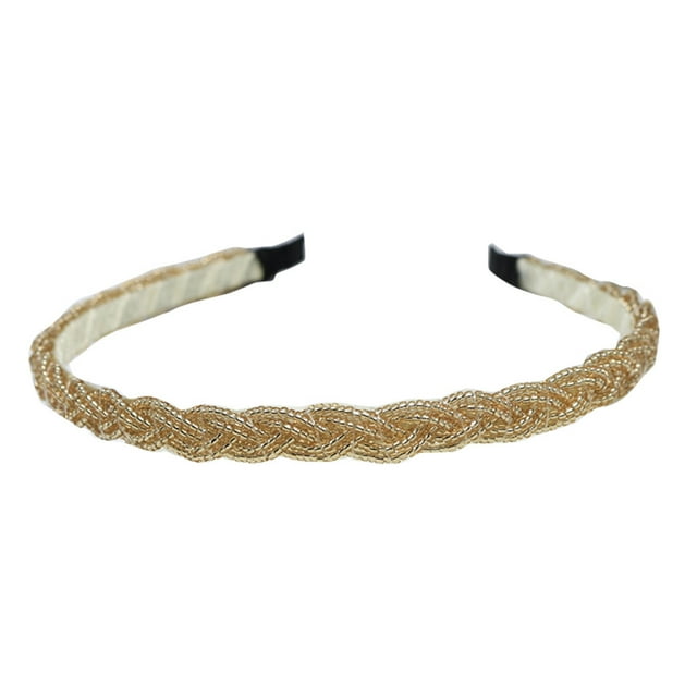Cerceau à Cheveux Perlé Mode Large Bord Mode Large Bord Style Coréen Bandeau de Mariage pour Filles Femmes Bandeau Réglable pour Enfants Étudiants Champagne