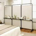 thumbnail image 6 of GOFLAME 3 Panel Room Divider with Storage Shelves, 6FT Folding Privacy Screen with Lockable Wheels, Portable Rolling Wall Divider, Freestanding Partition Screen for Room Separation, 6 of 7