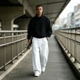 thumbnail image 5 of Resicozy Mens Baggy Sweatpants Wide Leg Streetwear Casual Lounge Pants Drawstring Elastic Waist Solid Sweat Pants with Pockets White 2XL, 5 of 9