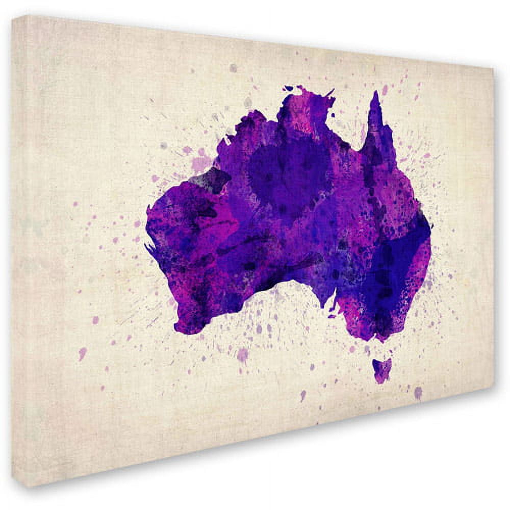 Trademark Art 'Australia Paint Splashes Map' Canvas Art by Michael Tompsett
