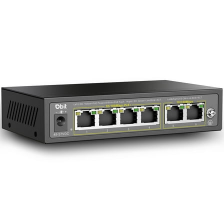 Dbit 6-Port Ethernet PoE Switch with 4 Ports PoE , 2 Fast Ethernet Uplink, 10/100Mbps, 63W High Power, Support IEEE802.3af/at, Fanless Metal Plug & Play PoE  Network Switch