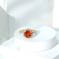 thumbnail image 3 of Rosec Jewels Created Orange Sapphire Ring with Diamond Halo for Women - AAAA Grade, 18K Yellow Gold, US 8.00, 3 of 8
