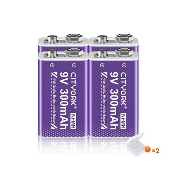 USB Rechargeable 9V Batteries Backup Replacement Square Battery Power Pack 300mAh Doorbell Batteries Microphone Batteries 4 packs