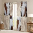 thumbnail image 2 of Homewish Animal Cattle Print Curtains Pack of 2 (42x84 Each) for Teenagers,Retro Vintage Aesthetic Curtains Blackout,Geometric Plaid Grid Patchwork Bedroom Curtains,Breathable Home Decor, 2 of 6