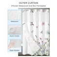 thumbnail image 2 of No Hook Shower Curtain with Snap in Liner,Retro Garden Flowers Plants Waterproof Bath Curtain Double Layers with See Through Top Window,Farmhouse Watercolor Floral Hotel Shower Curtains 60x72in, 2 of 9