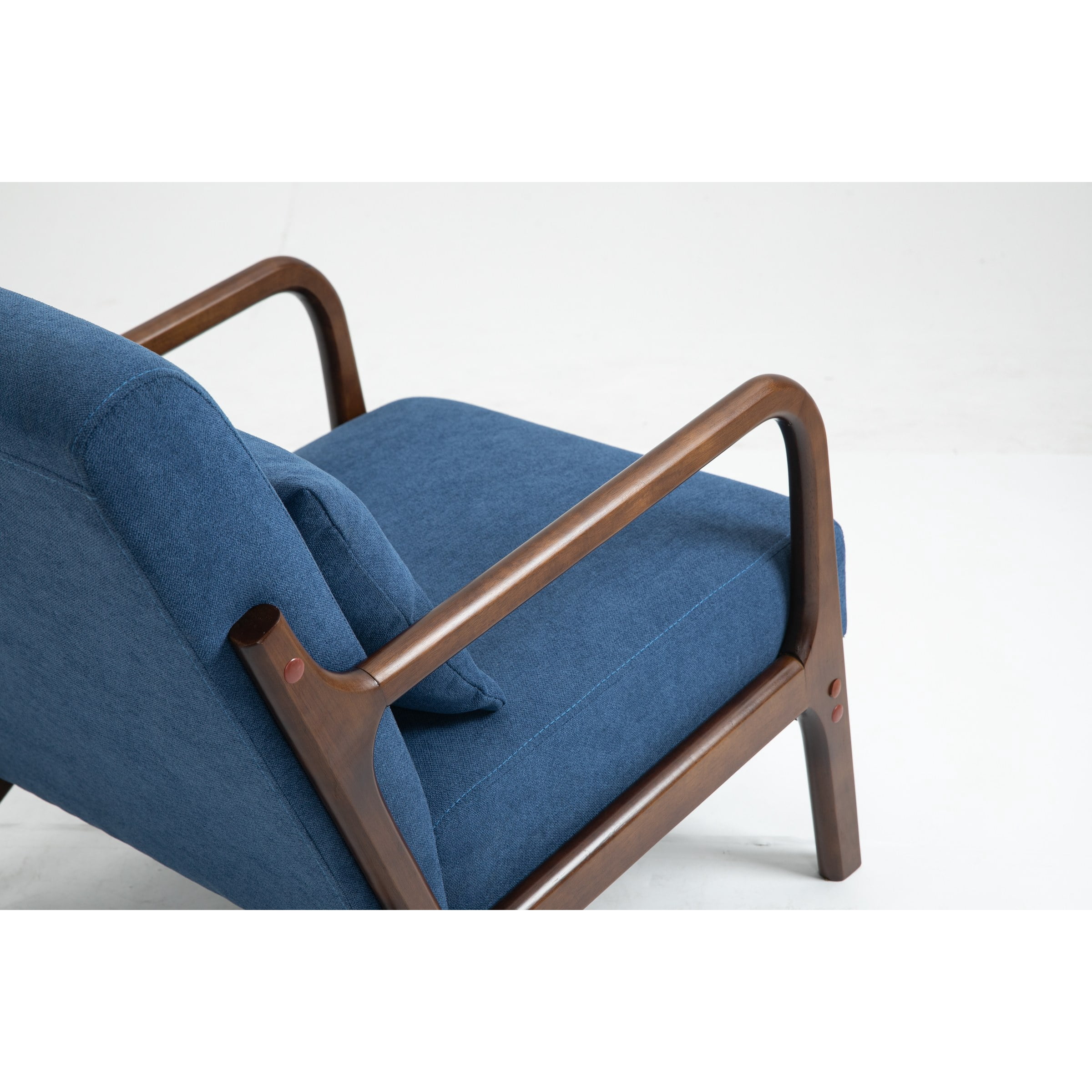 Mid Century Modern Accent Chair with Solid Wood Frame, Upholstered Living Room Chairs with Waist Cushion, Reading Armchair for Bedroom Sunroom