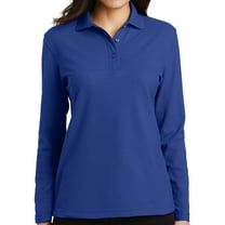 Women's High Class Moisture-Wicking Long Sleeve Polo Shirt, Extra Small Royal