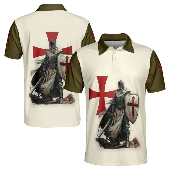 Retro Knight Templar Vintage Men's Polo Shirt S-5XL