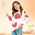 thumbnail image 3 of Abcomgle Girls Long Sleeve Shirts 10-12 Crewneck Winter T-Shirts for Kids Girls Trendy Basic Girls Tops Cotton Strawberry Graphic Girls Blouses with Pocket, 3 of 5