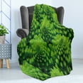 thumbnail image 4 of Nature Soft Flannel Fleece Throw Blanket, Broccoli Kale Mother Earth Herbs Themed Fractal Background Foliage Modern Design, Cozy Plush for Indoor and Outdoor Use, 70" x 90", Lime Green, by Ambesonne, 4 of 5