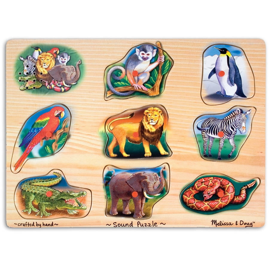 Melissa & Doug Zoo Sound Puzzle Wooden Peg Puzzle With Sound Effects