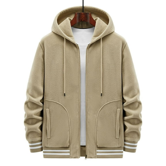 Xysaqa Men's Long Sleeve Hooded Full-Zip Polars Fleeces Jacket with Hood Casual Sportwear Fall Jackets M-4XL (Available in Big & Tall)