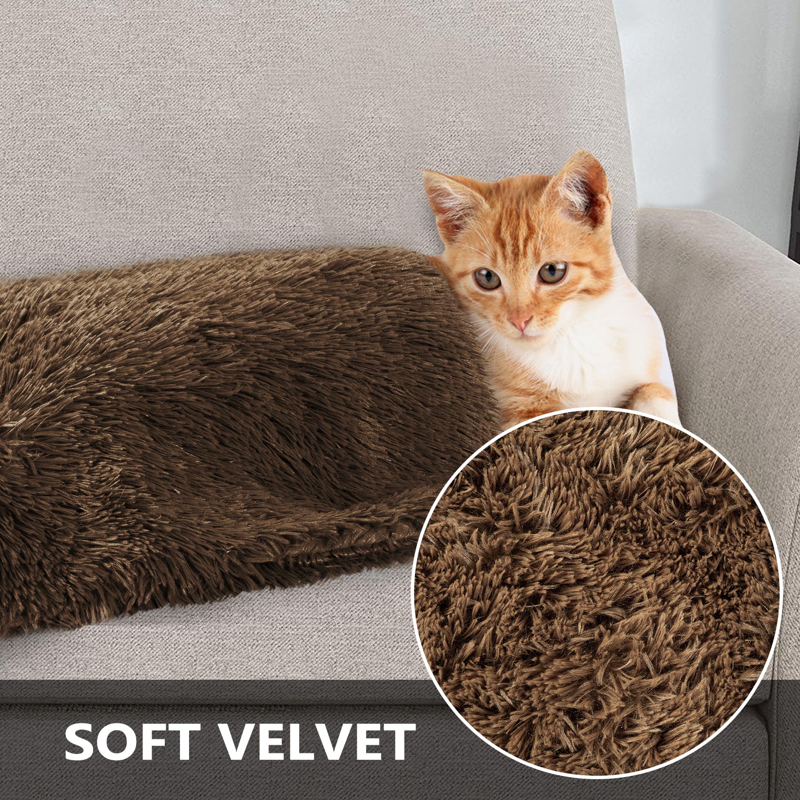 HA-EMORE Waterproof Dog Blanket for Bed Couch Sofa Soft Warm Fluffy Faux Fur Fleece Puppy Blankets Machine Washable Pet Blanket Brown 80×120cm - image 3 of 4