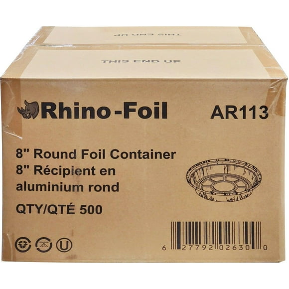 Rhino-Foil 8" Round Aluminum Foil Container, 500 Count