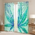 thumbnail image 2 of Feelyou Cartoon Leaf Print Curtains Pack of 2 (42x84 Each), Rustic Botanical Curtains Blackout, Aqua Marine Plant Bedroom Curtains, Curtains and Drapes Decor, 2 of 6