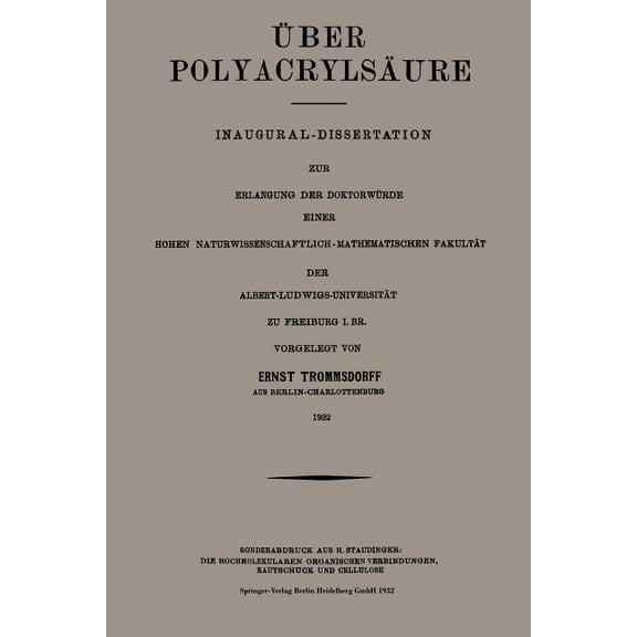 Ãber PolyacrylsÃ¤ure, (Paperback)