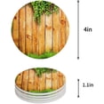 thumbnail image 1 of RYLABLUE Green Vine Grass Wooden Plank Set of 8 Round Coaster for Drinks, Absorbent Ceramic Stone Coasters Cup Mat with Cork Base for Home Kitchen Room Coffee Table Bar Decor, 1 of 5