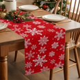 thumbnail image 3 of Christmas Snowflakes on Red Background Table Runner 13x90in Non-Slip Cotton Linen Table Runners, Winter Scenery Dresser Scarves TableRunner for Dinner Kitchen Dining Wedding Party, 3 of 9