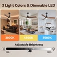 thumbnail image 6 of Sofucor 52 Inch Ceiling Fan with LED Light, 3 Solid Walnut Wood Blades, Matte Black Housing, Modern Indoor Ceiling Fan for Bedroom Living Room, 6 of 10