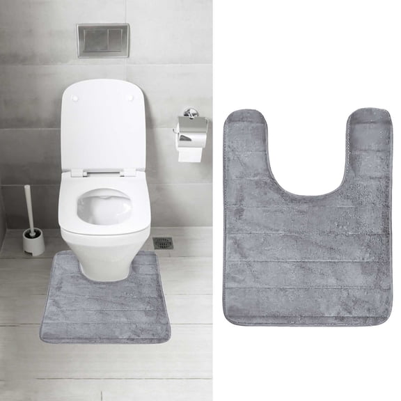 Aminojy Bath Rugs Non Slip Washable Coral Velvet Slow U Shaped Memory Cotton Floor Mat Bathroom Anti Toilet Seat Mat Door Mat Toilet Anti Mat