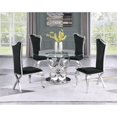 thumbnail image 2 of Silver Stainless Steel 5 Piece Dining Set with Round Clear Glass Table, 2 of 4