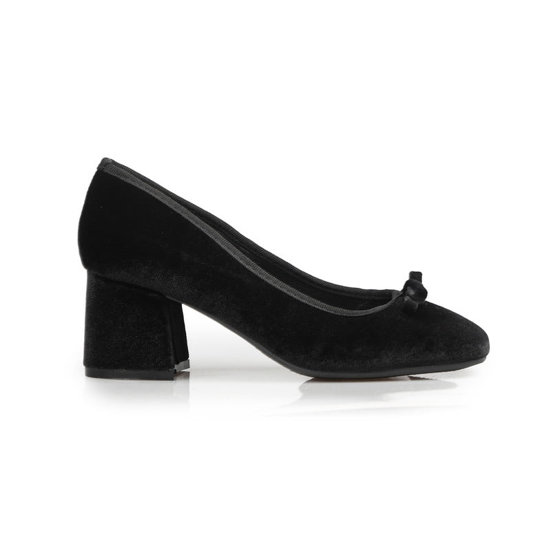 Women's Elegance Round-Square Toe Comfort Ballet Pumps with Bow Accent