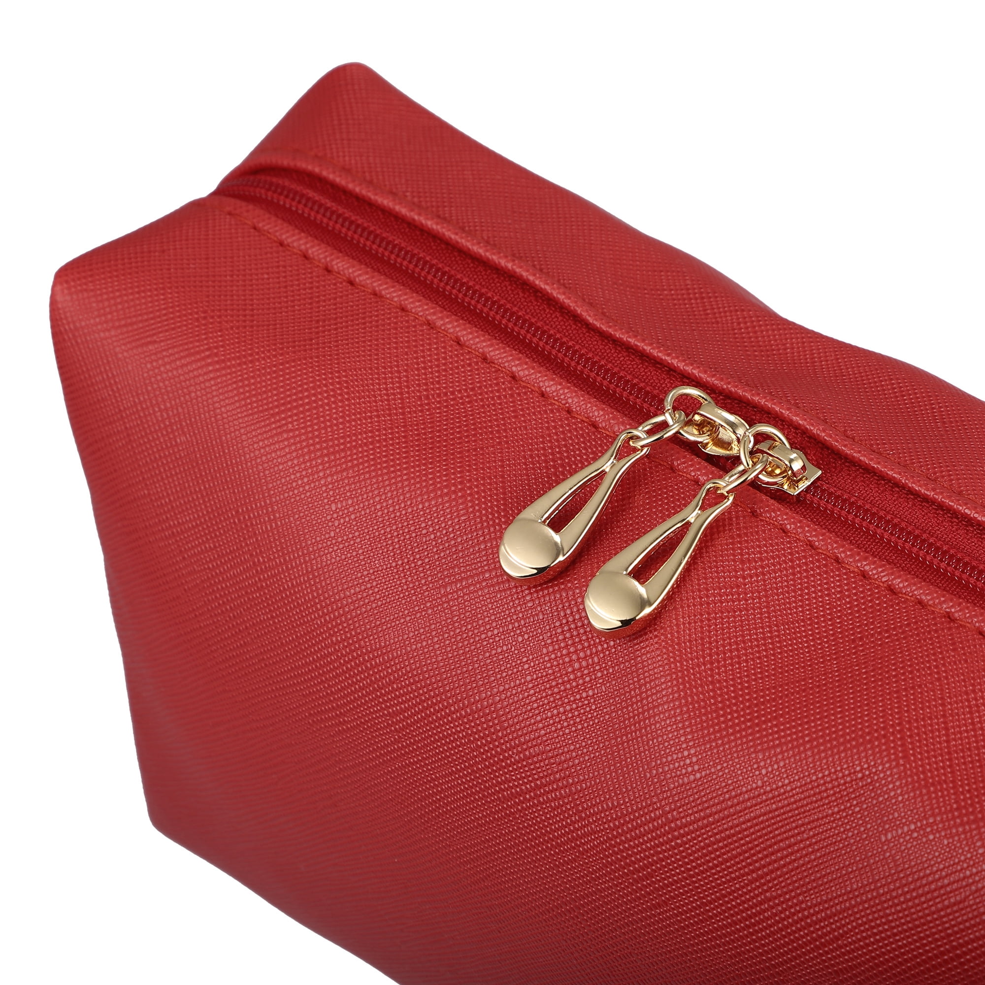Unique Bargains Floral Makeup Bag Zipper Flower Cosmetic Pouch Red