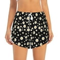 thumbnail image 2 of Pofeuu Daisy Print Women's Athletic Shorts Running Workout Shorts Tummy Control Quick Dry Gym Shorts with Pockets Double layer sports shorts-Small, 2 of 7