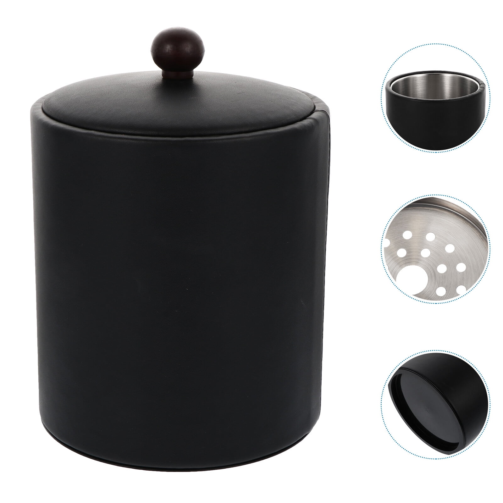 OUNONA Sturdy Ice Bucket for Storage Use Made of Stainless Steel Black Color Fits Various Occasions 1PC