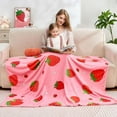 thumbnail image 2 of Pink Strawberry Kids Throw Blanket for Girls Teens Toddler Pink Soft Fuzzy Flannel Bed Blanket Birthday Gifts for Women Girls Kids Teens Adults, 60”x80”, 2 of 8