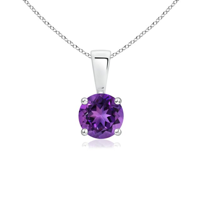 Angara Collier en Améthyste Naturelle - Pendentif Solitaire Rond en Argent Sterling 925 pour Femmes
