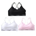 thumbnail image 1 of Girls Solid Color Racerback Letter Print Sport Training Bra Underwear 3 Pack, 1 of 7