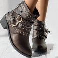 thumbnail image 2 of Joykidd Motorcycle Ankle Boots For Women Chunky Block Heel Short Booties Buckle Studded Gothic Moto Riding Boots with Side Zip for Casual Outings Daily Work, 2 of 7